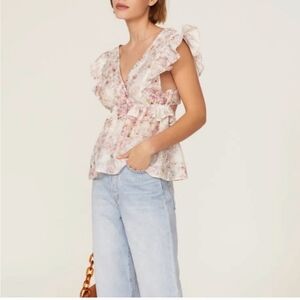 Munthe Herb Floral Pink Sleeveless Top Size 36 US 4